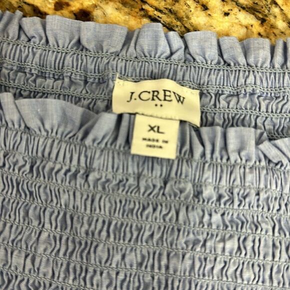 J. Crew Blue Smocked Bodice Square Neck Tie Shoulder Tank Top Size XL - Picture 4 of 7